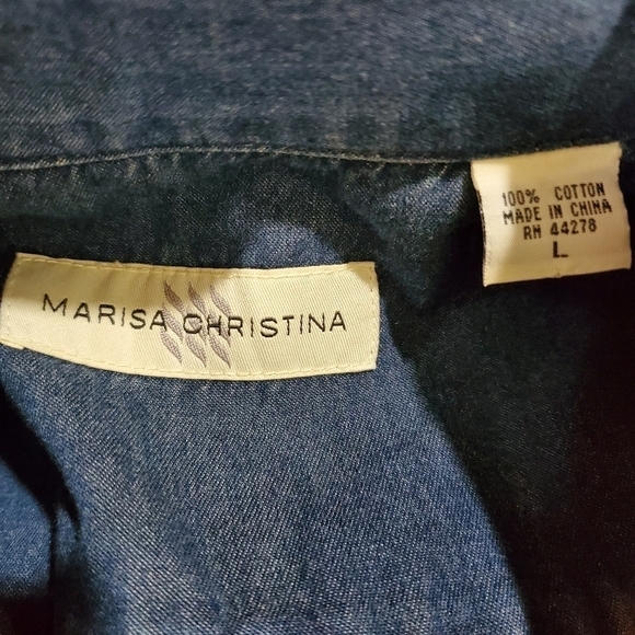 Marisa Christina Vintage 90's Denim Button Down 3/4 Sleeve Blouse Size Large - Picture 9 of 9